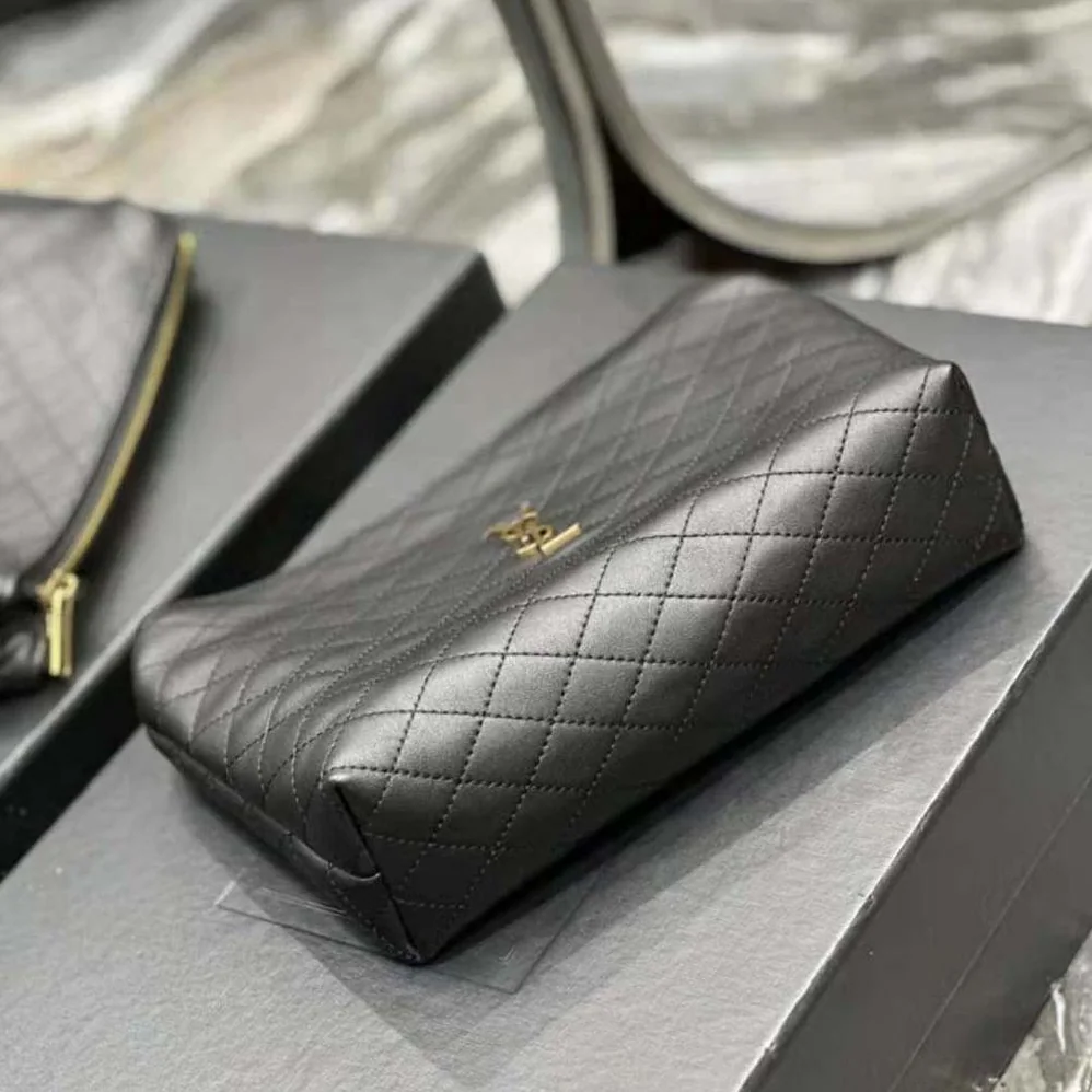 Saint Laurent YSL Gaby Cosmetic Pouch in Quilted Leather for Women Saint Laurent YSL Gaby Cosmetic Pouch in Quilted Leather for Women