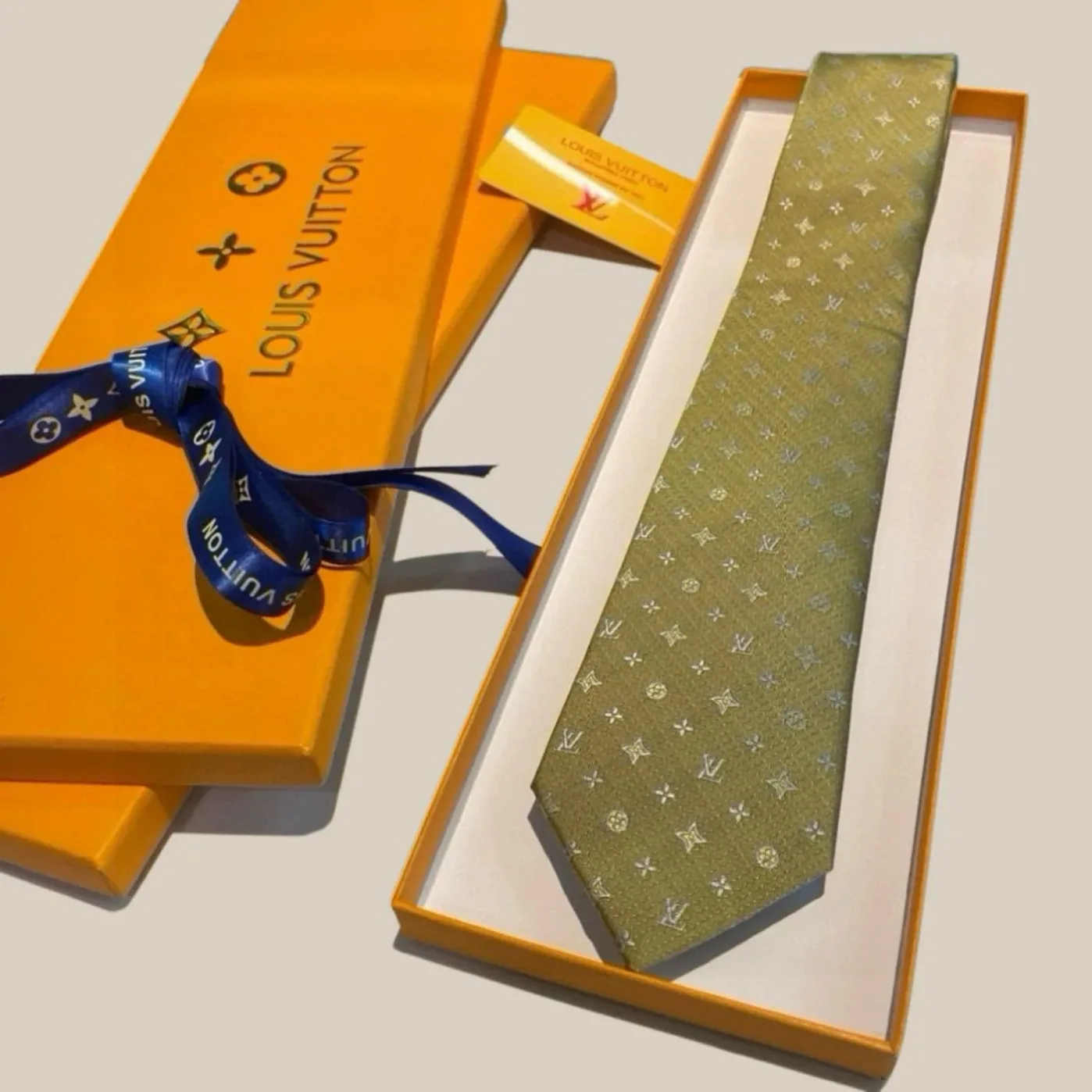 Louis Vuitton Monogram Silk Tie Mustard