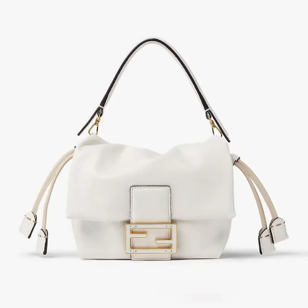 Fendi Mamma Baguette Small White Nappa Leather Mini Bag for Women