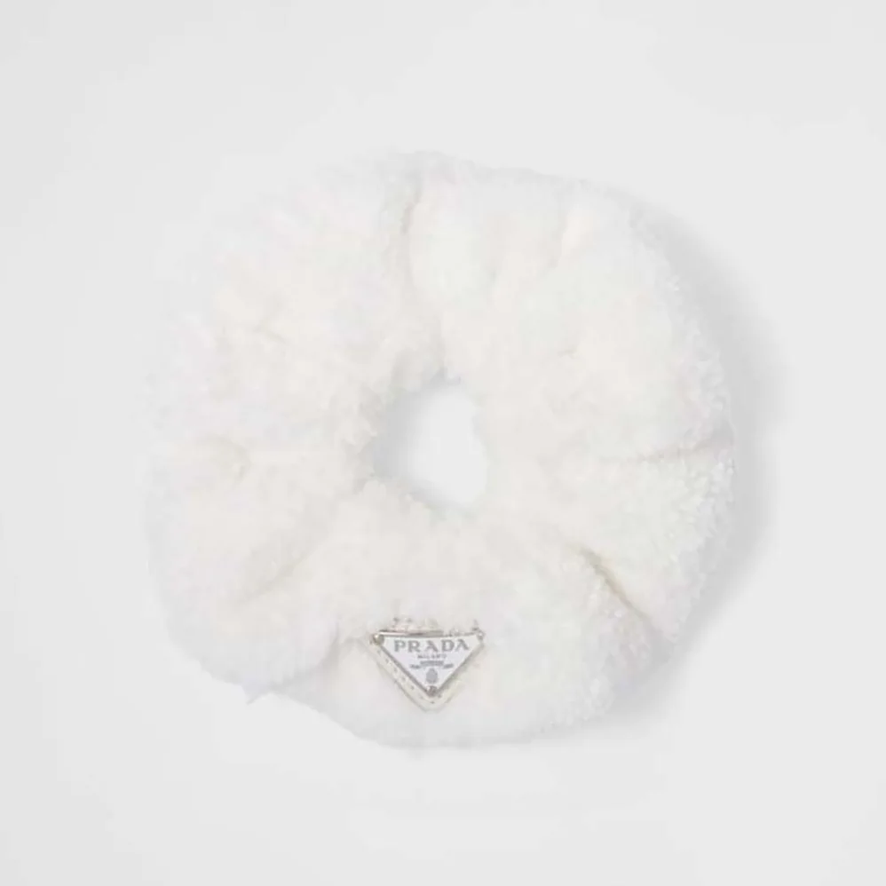 Prada Terry Scrunchie with A Retro Mood is Made of Soft Terry Cloth for Women in White Prada Terry Scrunchie with A Retro Mood is Made of Soft Terry Cloth for Women in White