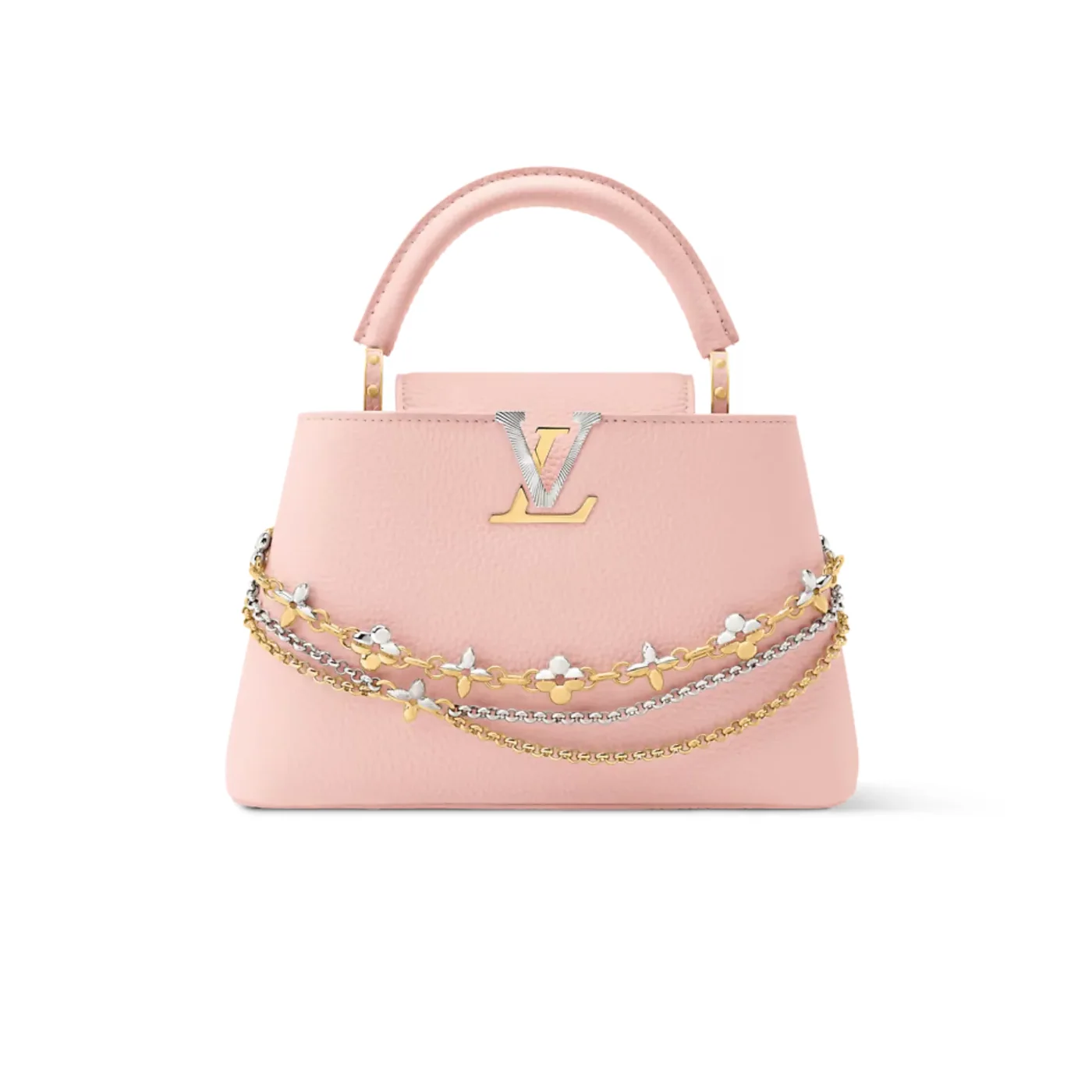 Louis Vuitton Capucines BB Top Handle Bag / Jasmine Pink Silver/ Gold Hardware