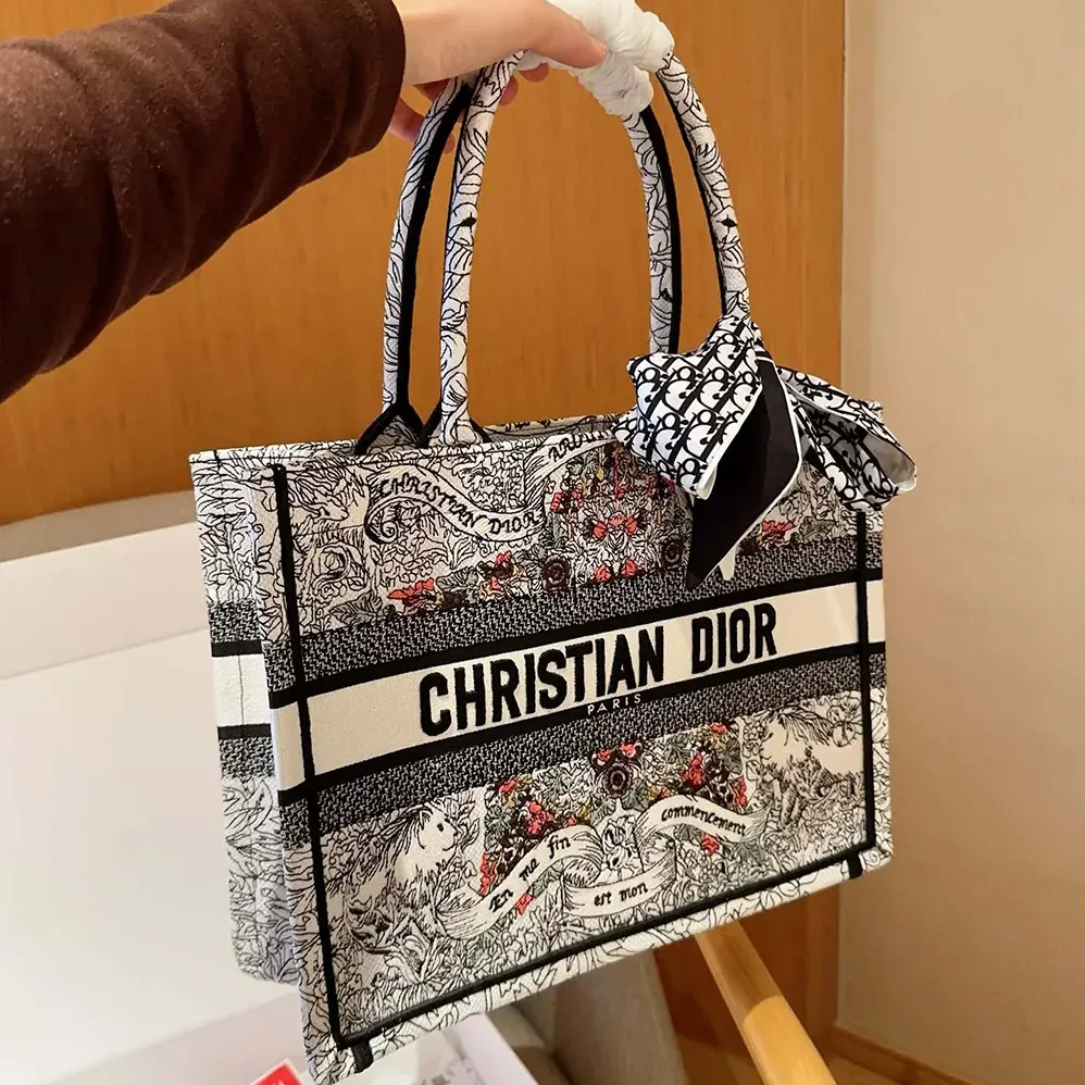 Dior Medium Dior Book Tote Latte Embroidery for Women