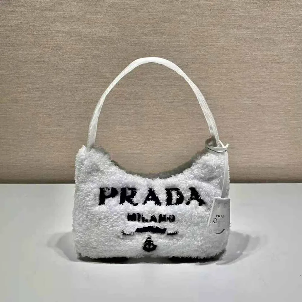 Prada Re-Edition 2000 Terry Mini-Bag for Women in White Prada Re-Edition 2000 Terry Mini-Bag for Women in White