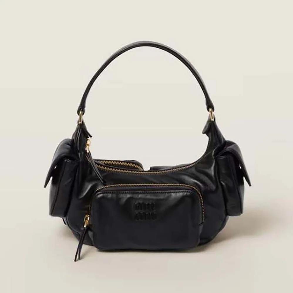 Miu Miu Nappa Leather Pocket Bag for Women in Black