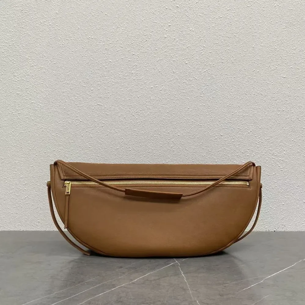 Celine Halfmoon Soft Triomphe Bag in Supple Shiny Lambskin for Women in Brown Celine Halfmoon Soft Triomphe Bag in Supple Shiny Lambskin for Women in Brown