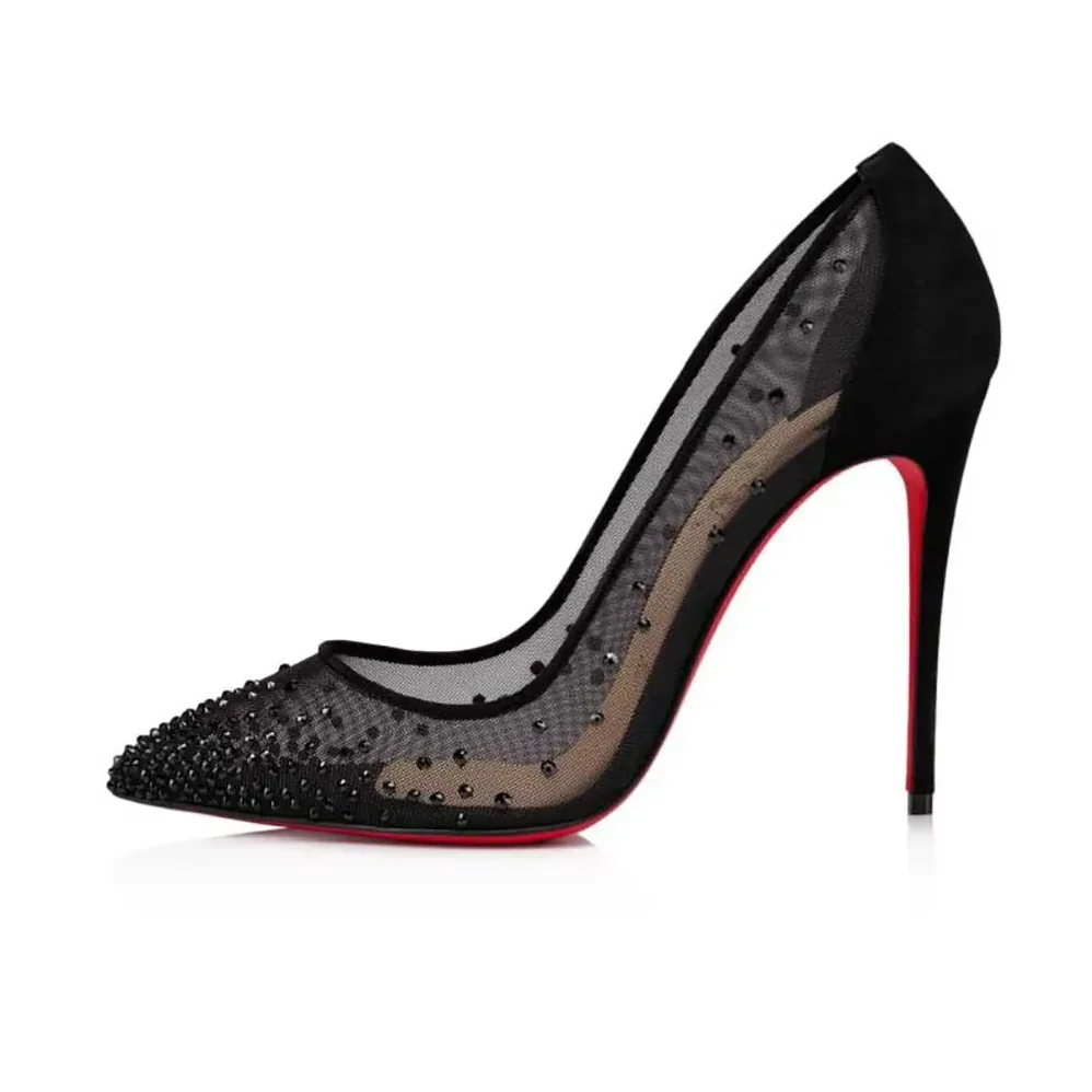 Christian Louboutin Follies Strass 100 mm Pumps Suede Calf for Women in Black Christian Louboutin Follies Strass 100 mm Pumps Suede Calf for Women in Black
