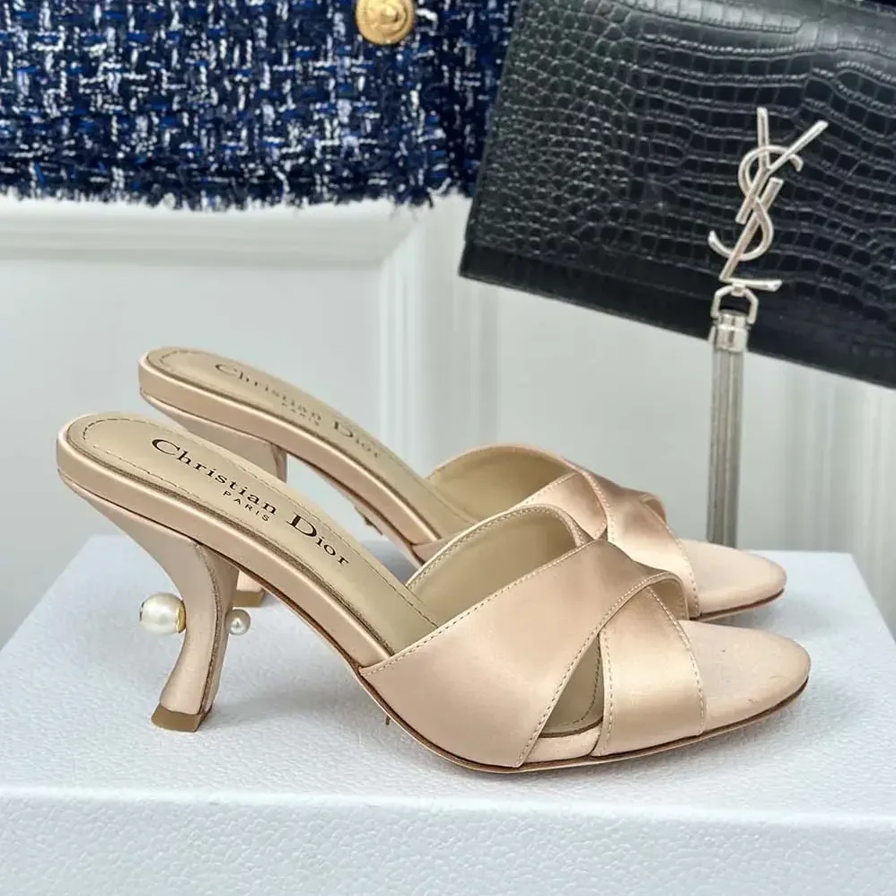 Dior Dior Tribales Heeled Slide Nude Satin for Women