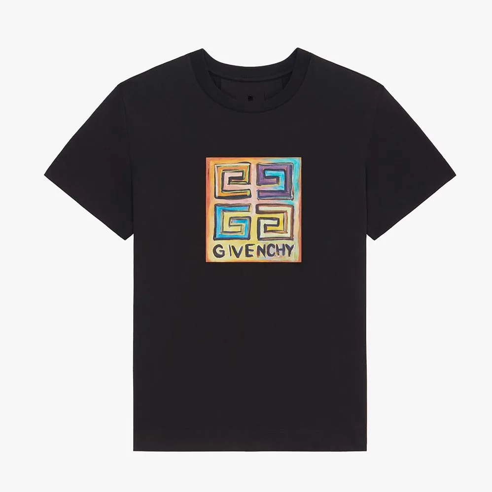 Givenchy Slim Fit T-shirt in Jersey with 4G Sun Print for Men in Black