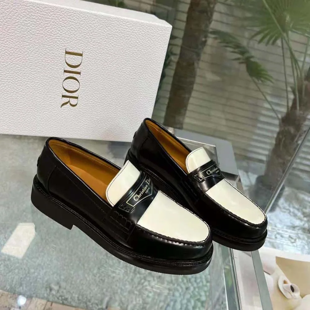 Dior Boy Loafer Black and White Brushed Calfskin for Women