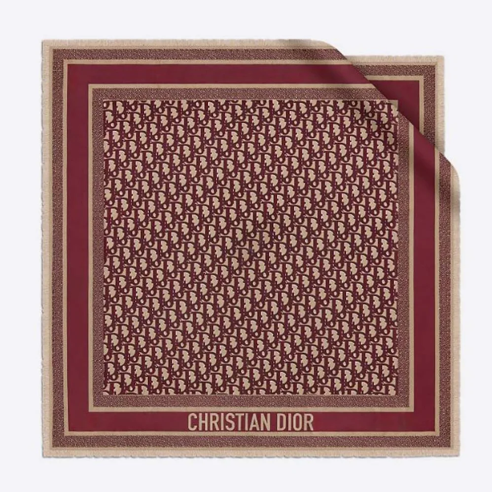 Dior Dior Oblique Square Scarf Burgundy Silk Twill for Women Dior Dior Oblique Square Scarf Burgundy Silk Twill for Women