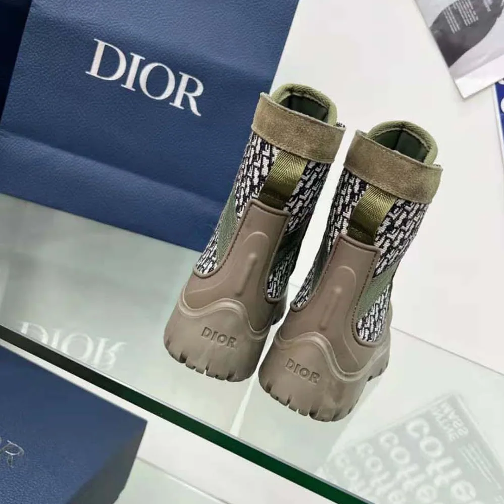 Dior Garden Lace-up Boot Beige and Black Dior Oblique Jacquard and Brown Rubber for Men