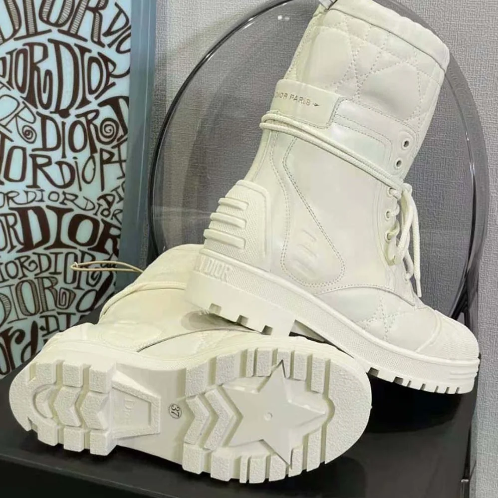 Dior Dioriron Ankle Boot White Quilted Cannage Calfskin for Women Dior Dioriron Ankle Boot White Quilted Cannage Calfskin for Women