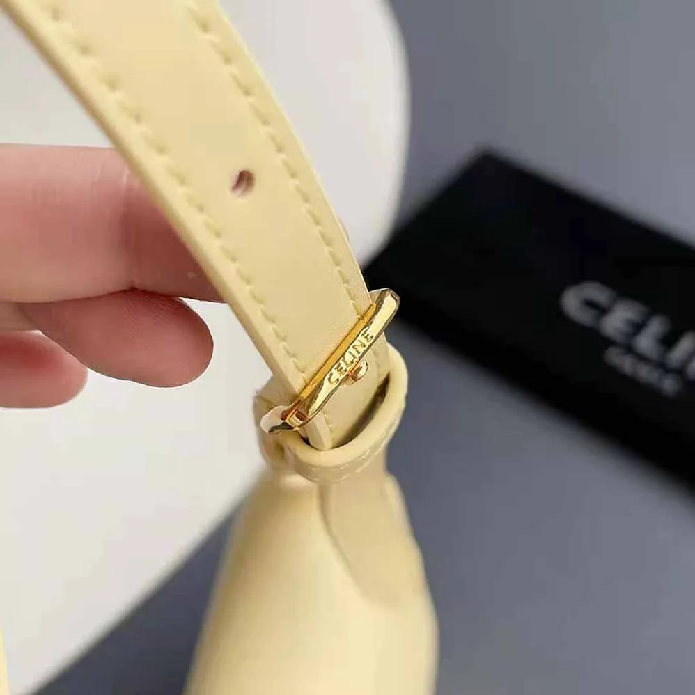 Celine Triomphe Shoulder Bag in Shiny Calfskin for Women in Yellow Celine Triomphe Shoulder Bag in Shiny Calfskin for Women in Yellow