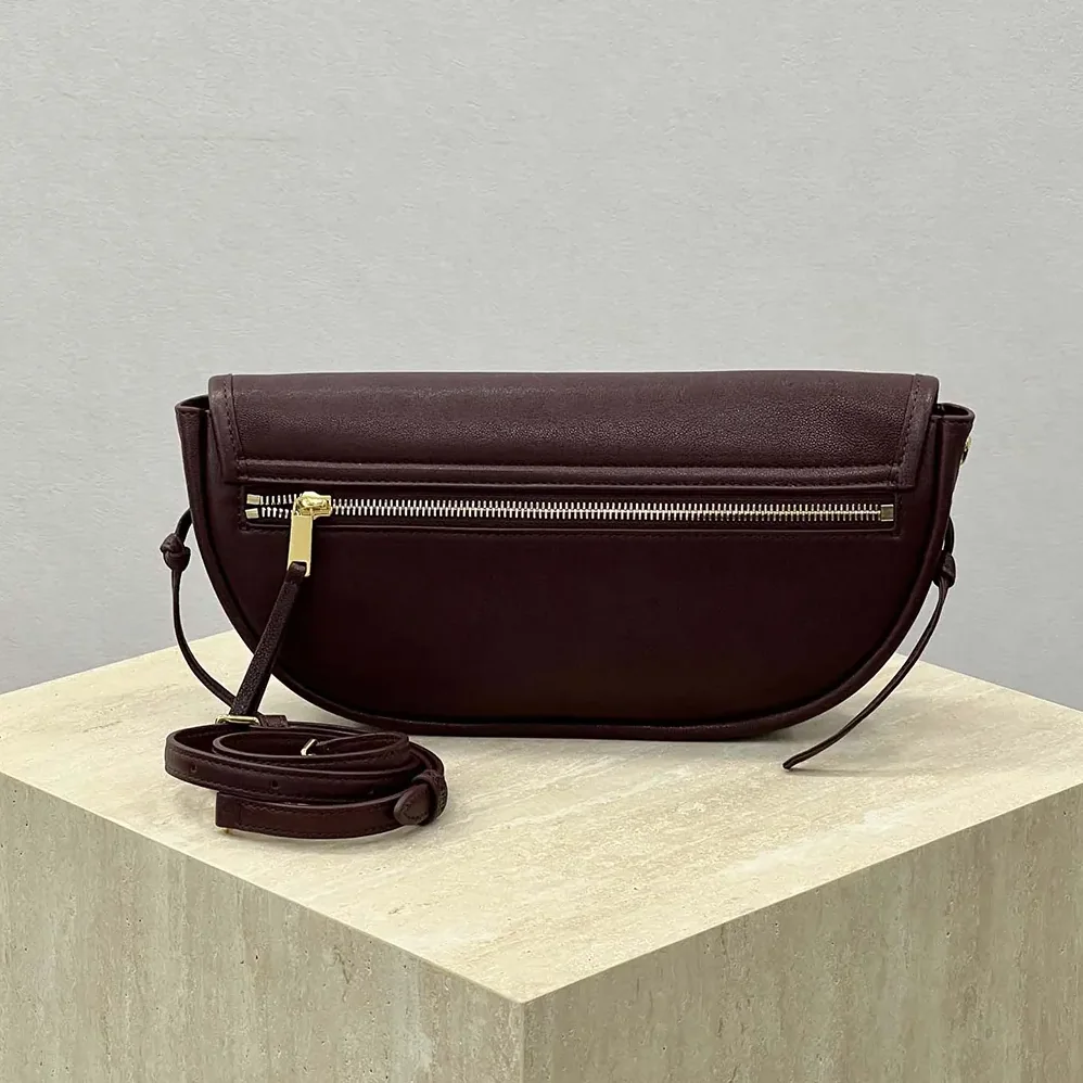 Celine Little Halfmoon Soft Triomphe in Supple Shiny Lambskin for Women in Maroon Celine Little Halfmoon Soft Triomphe in Supple Shiny Lambskin for Women in Maroon