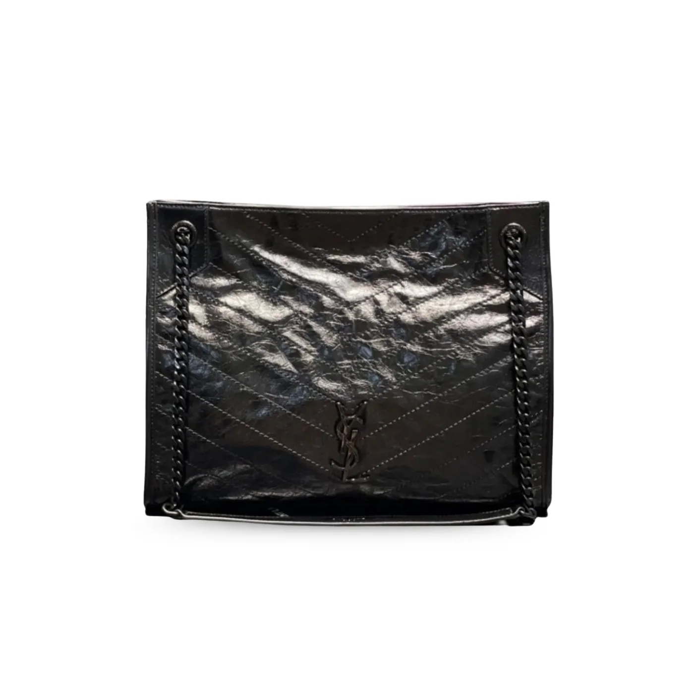 Saint Laurent Niki Shopping Medium Tote Bag in Black Silver Hardware