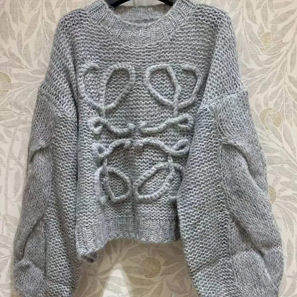 Loewe Anagram Sweater in Mohair for Women in Grey Loewe Anagram Sweater in Mohair for Women in Grey