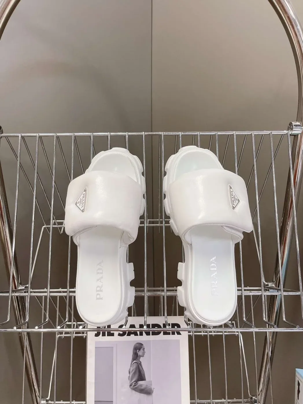 Prada Soft Padded Slides White