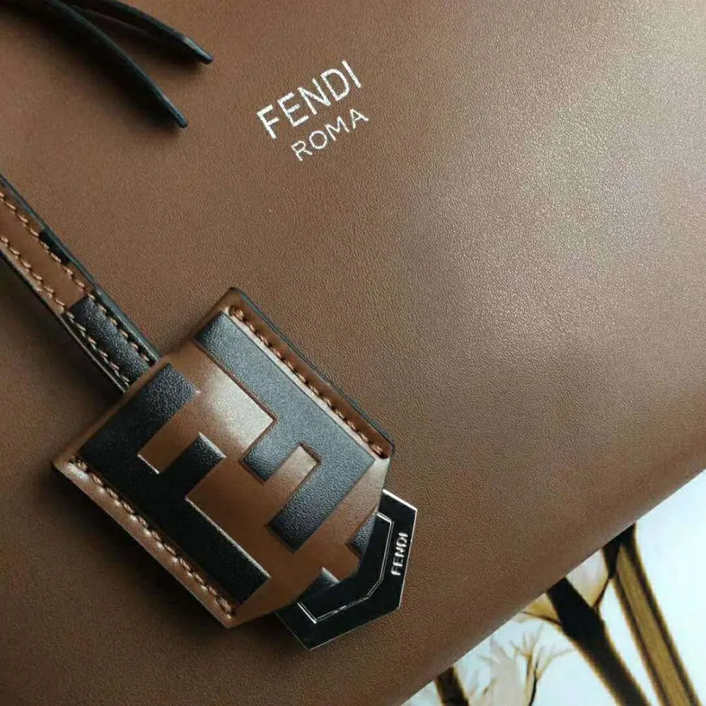 Fendi By the Way Regular Leather Boston Bag for Women in Brown Fendi By the Way Regular Leather Boston Bag for Women in Brown
