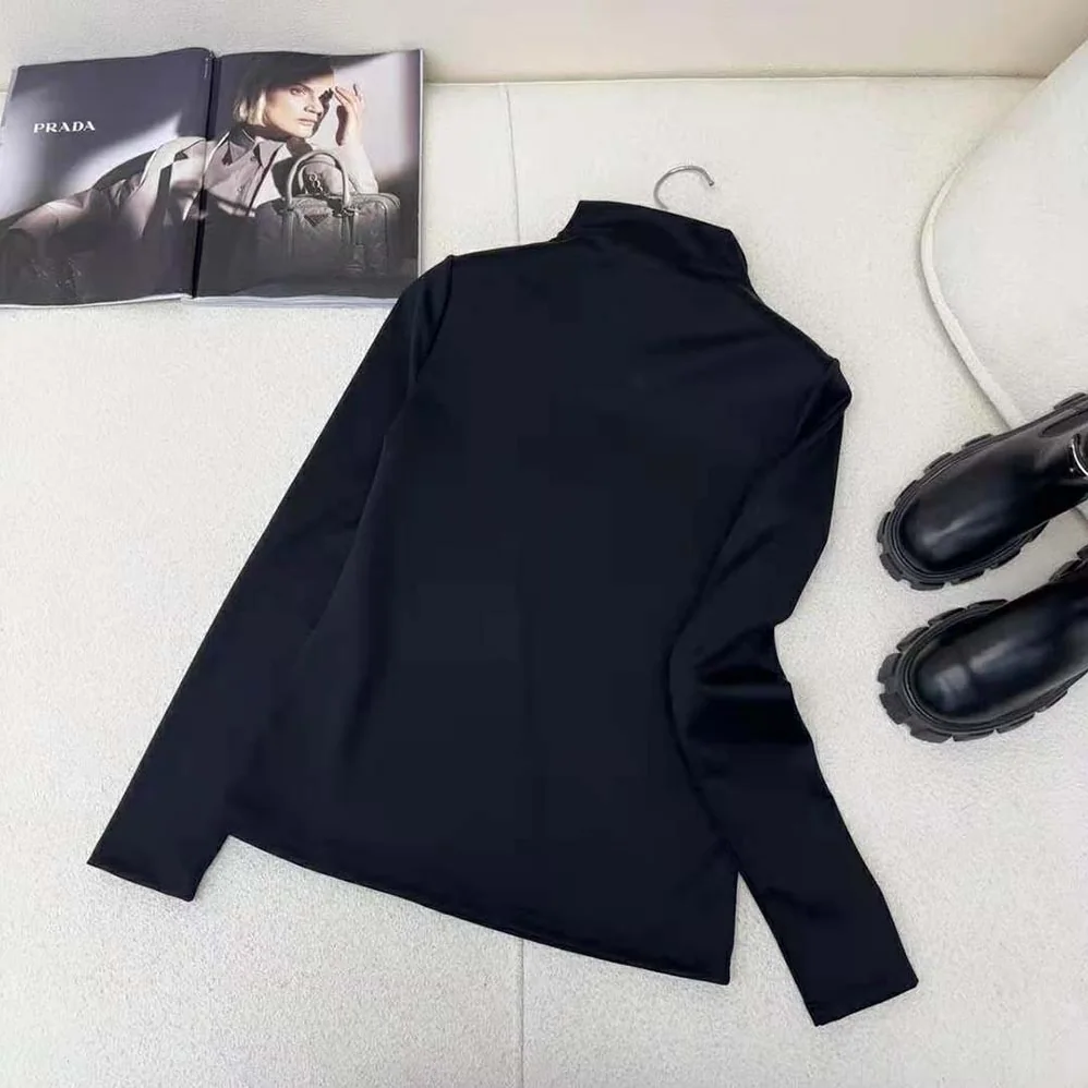 Prada Jersey Turtleneck Top for Women in Black Prada Jersey Turtleneck Top for Women in Black