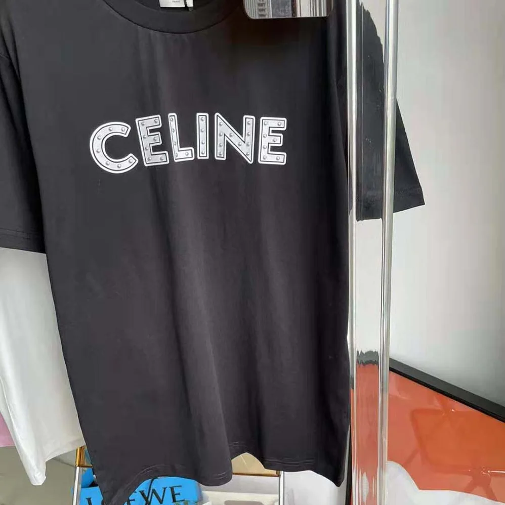 Celine Celine Loose T-shirt in Cotton with Studs for Men in Black Celine Celine Loose T-shirt in Cotton with Studs for Men in Black