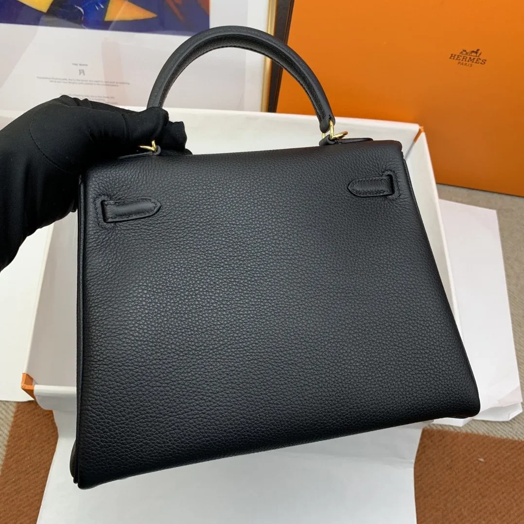 Hermes Kelly 25 Retourne Togo Black Bag