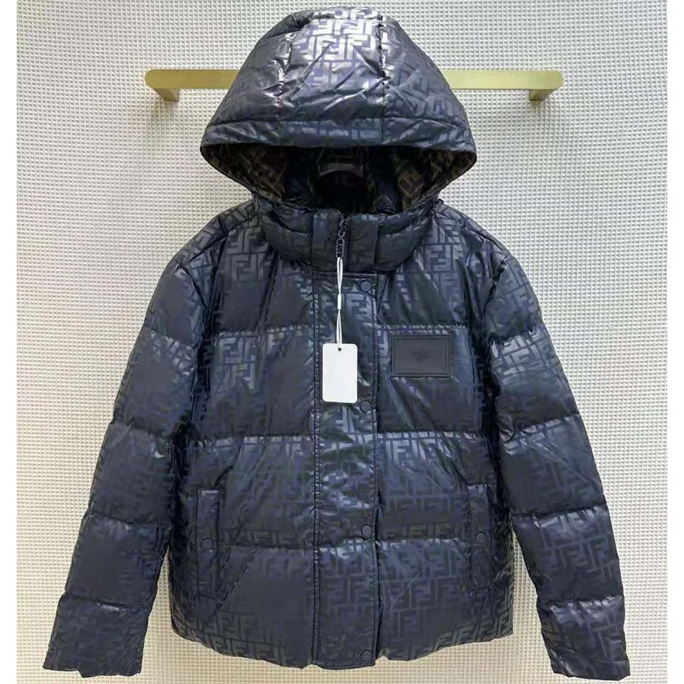 Fendi Down Jacket Blue FF Tech Fabric Down Jacket for Women Fendi Down Jacket Blue FF Tech Fabric Down Jacket for Women
