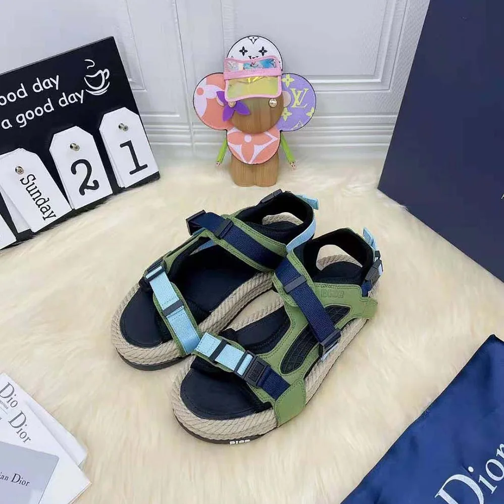 Dior Atlas Sandal Black Neoprene and Khaki Suede for Men Dior Atlas Sandal Black Neoprene and Khaki Suede for Men