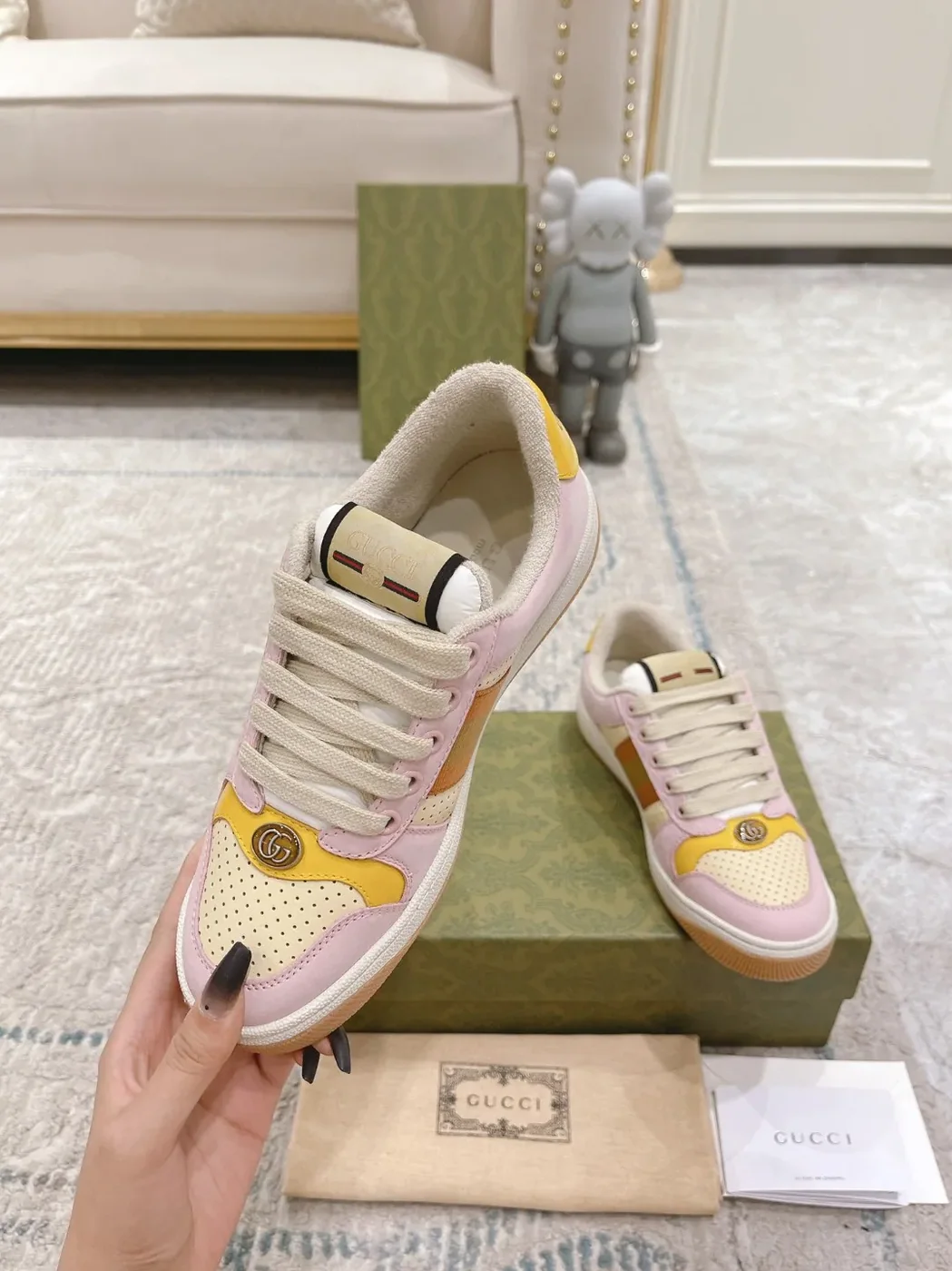 Gucci Lovelight Screener Sneaker Pale Pink GG Shoes