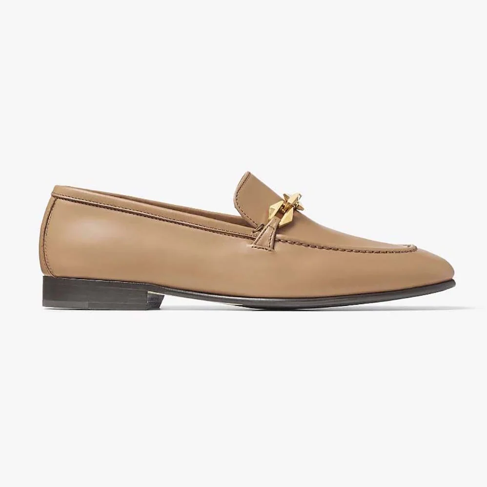 Jimmy Choo Diamond Tilda Loafer Biscuit Calf Leather Loafers with Diamond Chain for Women Jimmy Choo Diamond Tilda Loafer Biscuit Calf Leather Loafers with Diamond Chain for Women