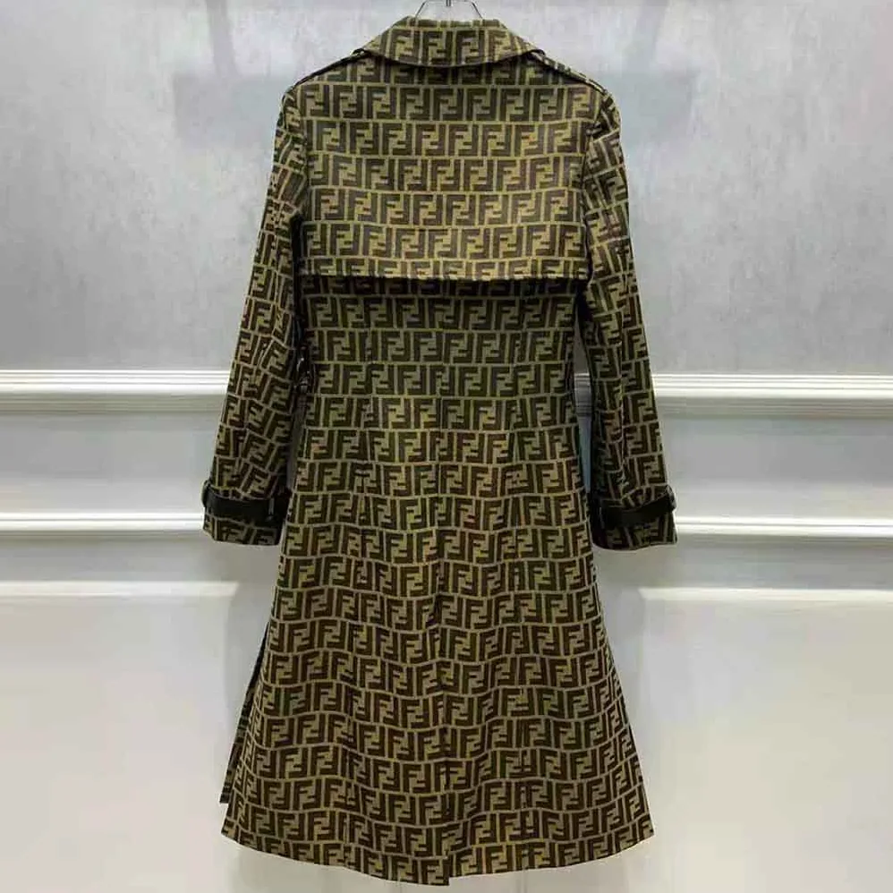 Fendi Overcoat Brown Canvas Trench Coat for Women