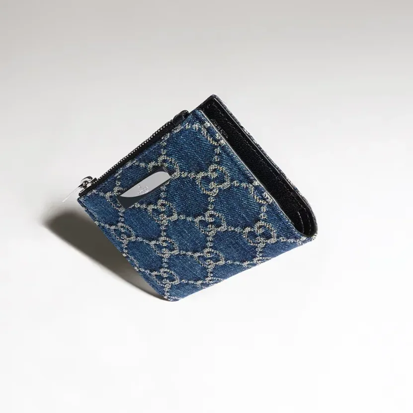 Gucci Wallet with Gucci Plaque Small in Dark Blue Palladium Hardware Gucci Wallet with Gucci Plaque Small in Dark Blue Palladium Hardware
