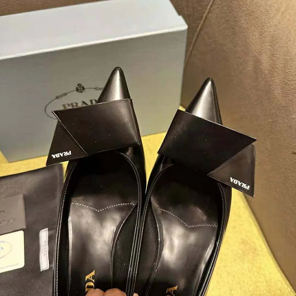 Prada Brushed Leather Pumps for Women in Black Prada Brushed Leather Pumps for Women in Black