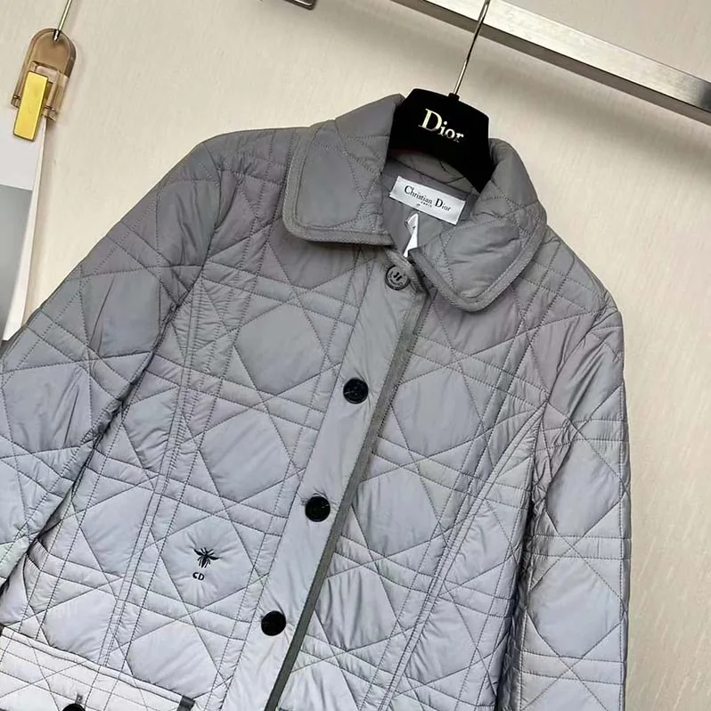 Dior CD Macrocannage Peacoat Gray Quilted Reflective Technical Taffeta for Women Dior CD Macrocannage Peacoat Gray Quilted Reflective Technical Taffeta for Women