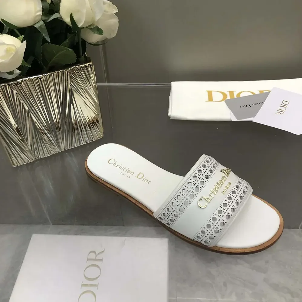Dior White Calfskin with Openwork Microcannage Motif for Women
