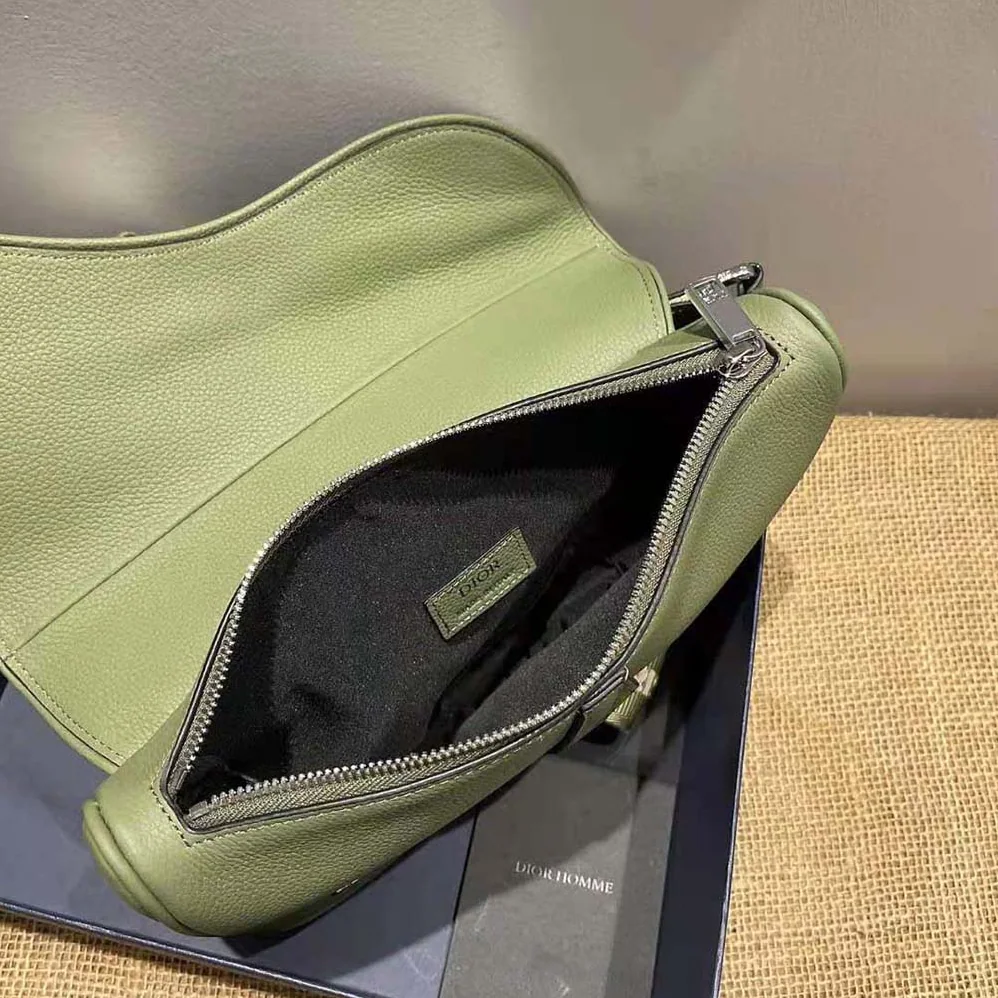 Dior Saddle Bag Khaki Grained Calfskin for Men Dior Saddle Bag Khaki Grained Calfskin for Men