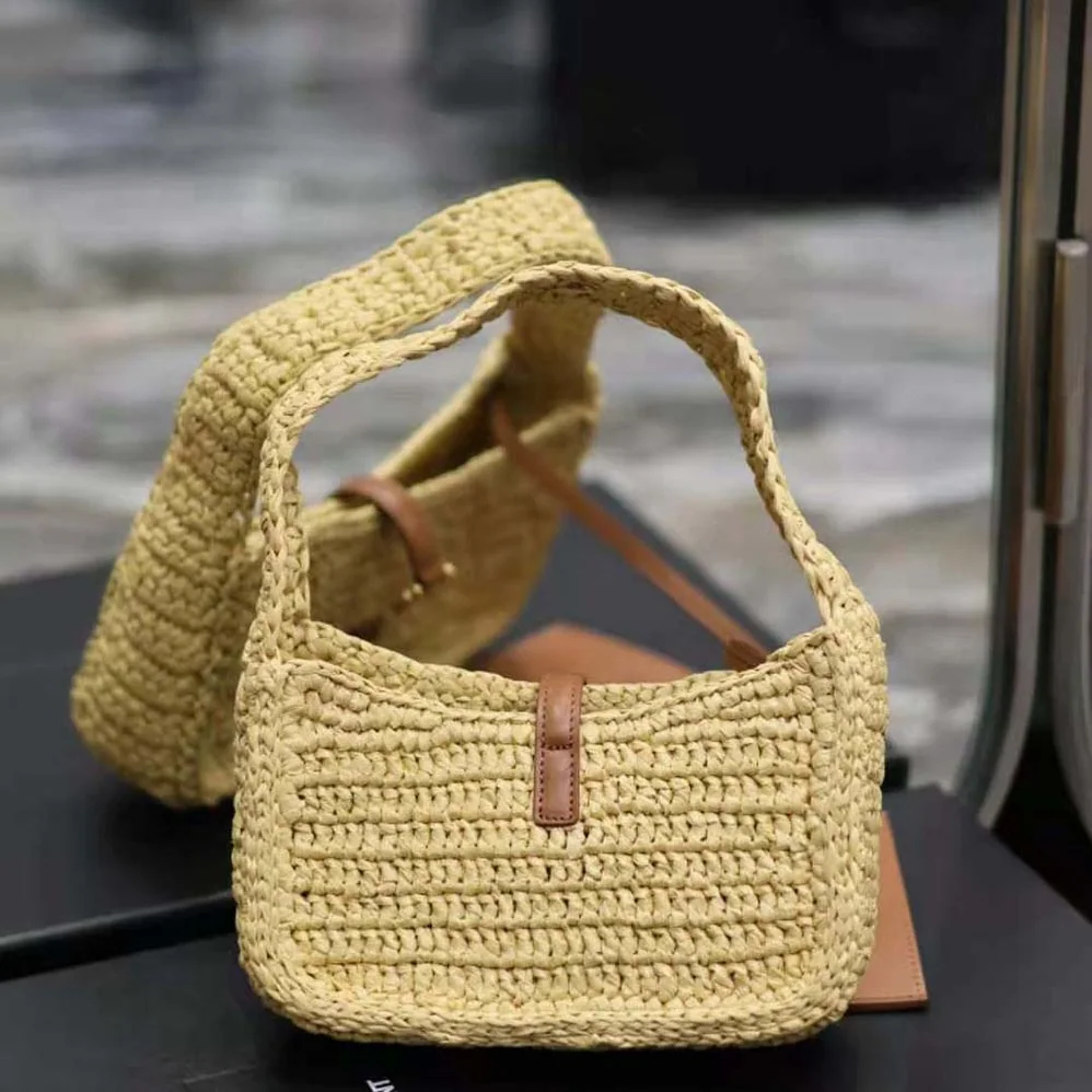 Saint Laurent YSL Le 5 à 7 Mini in Raffia for Women in Natural
