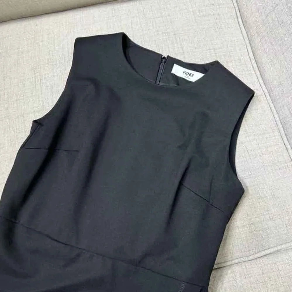 Fendi Midi-Length Sheath Black Pique Jersey Dress for Women