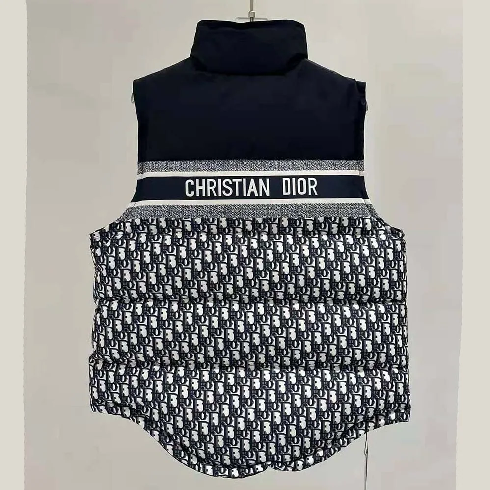 Dior Reversible Puffer Vest Blue and Ecru Dior Oblique Quilted Technical Taffeta for Women Dior Reversible Puffer Vest Blue and Ecru Dior Oblique Quilted Technical Taffeta for Women