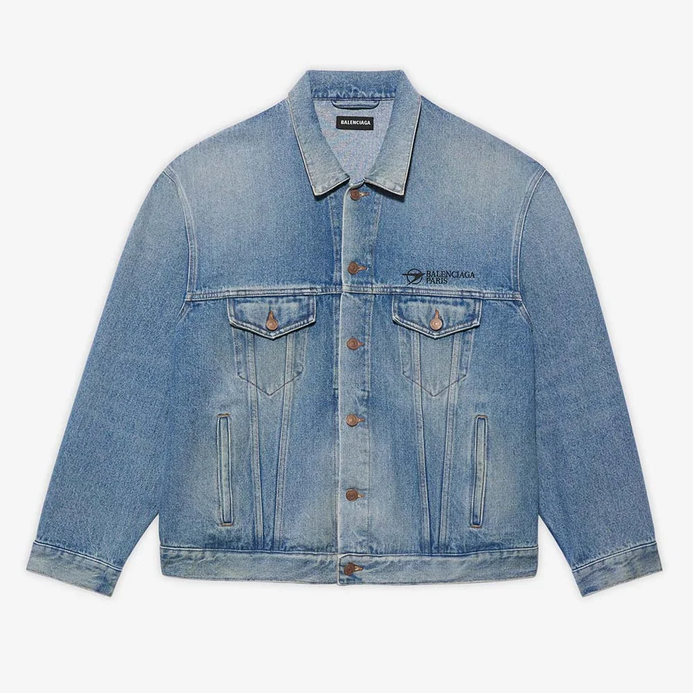Balenciaga Corporate Large Fit Jacket in Indigo for Women Balenciaga Corporate Large Fit Jacket in Indigo for Women