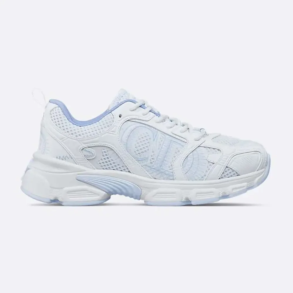 Dior Chrono Sneaker White and Sky Blue Mesh and Leather for Unisex in Effect Panels