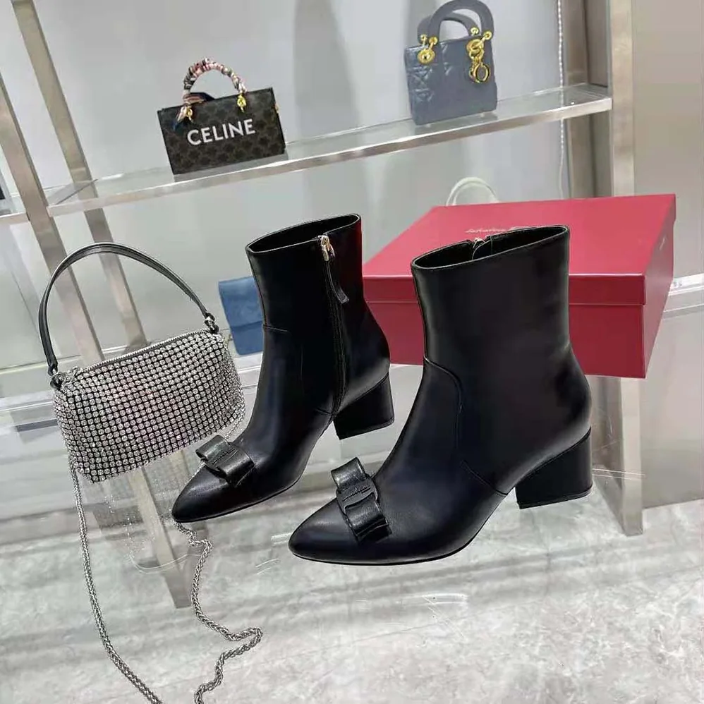 Salvatore Ferragamo Viva Bootie in 55mm Heel for Women in Black Salvatore Ferragamo Viva Bootie in 55mm Heel for Women in Black