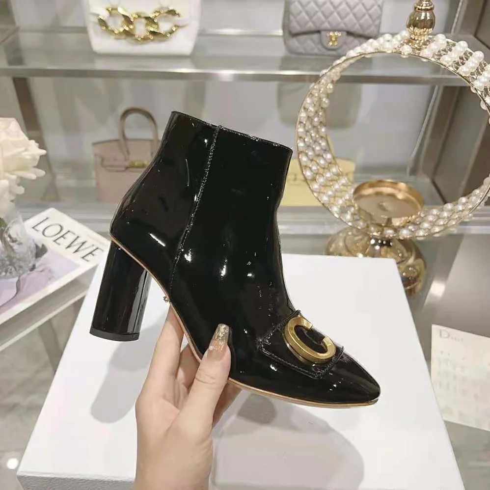 Dior C'est Dior Heeled Ankle Boot Black Patent Calfskin for Women
