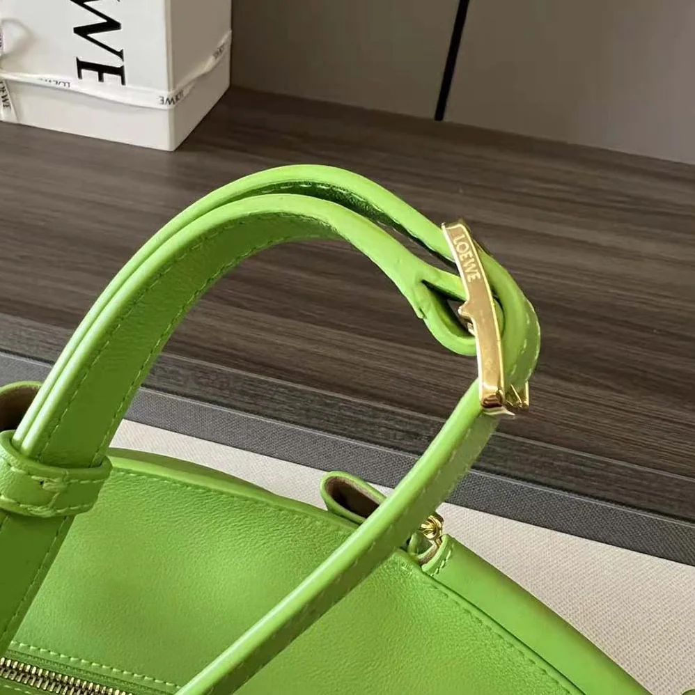 Loewe Small Paseo Bag in Shiny Nappa Calfskin with Chain for Women in Green