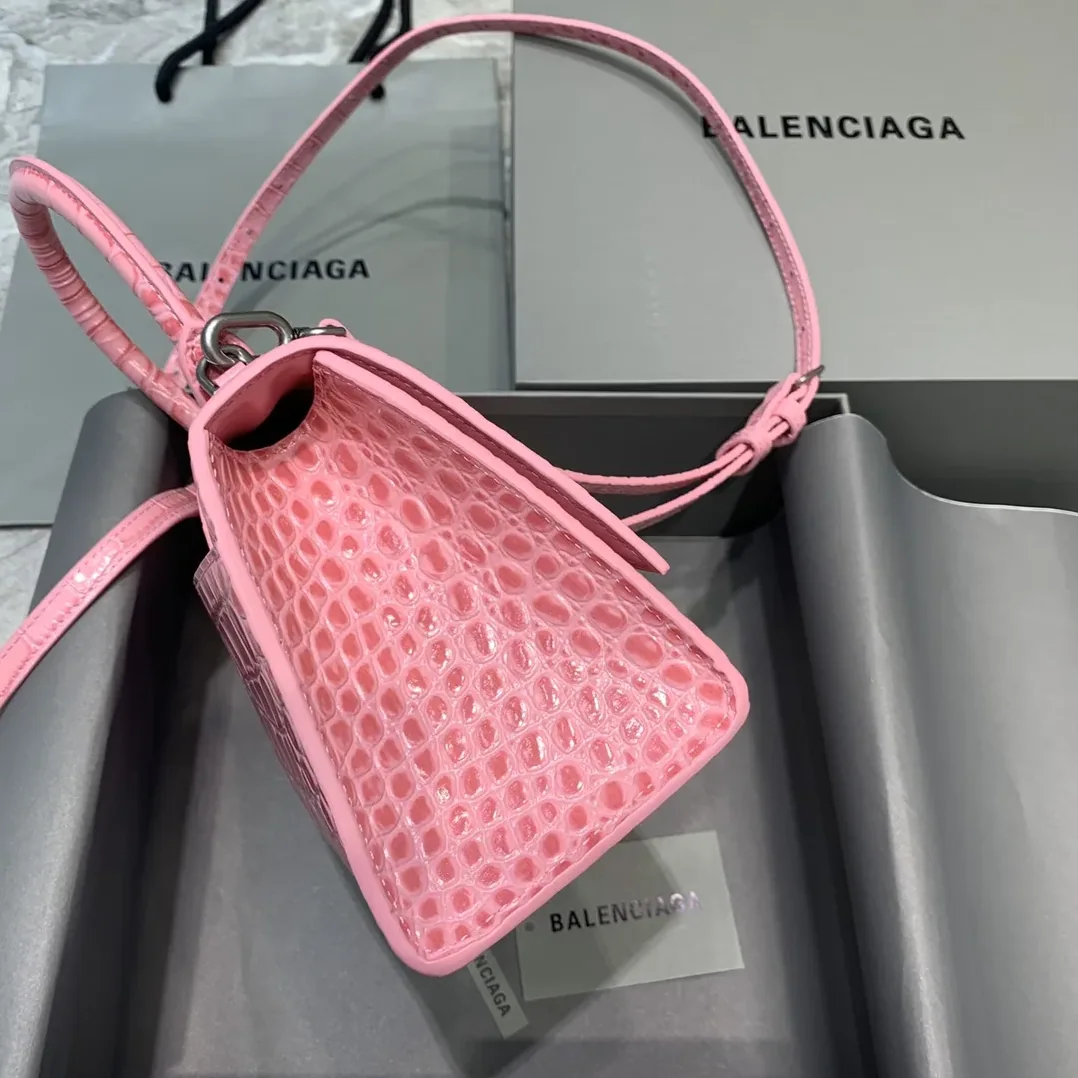 Balenciaga Hourglass Small Handbag In Dark Pink Balenciaga Hourglass Small Handbag In Dark Pink