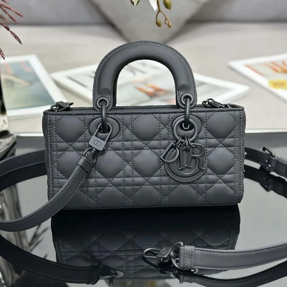 Dior Small Lady D-Joy Bag Ultramatte Black Cannage Calfskin for Women