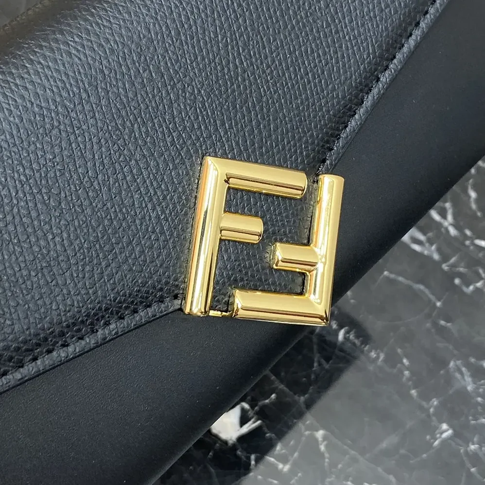 Fendi FF Diamonds Continental With Chain Black Leather Wallet for Women Fendi FF Diamonds Continental With Chain Black Leather Wallet for Women