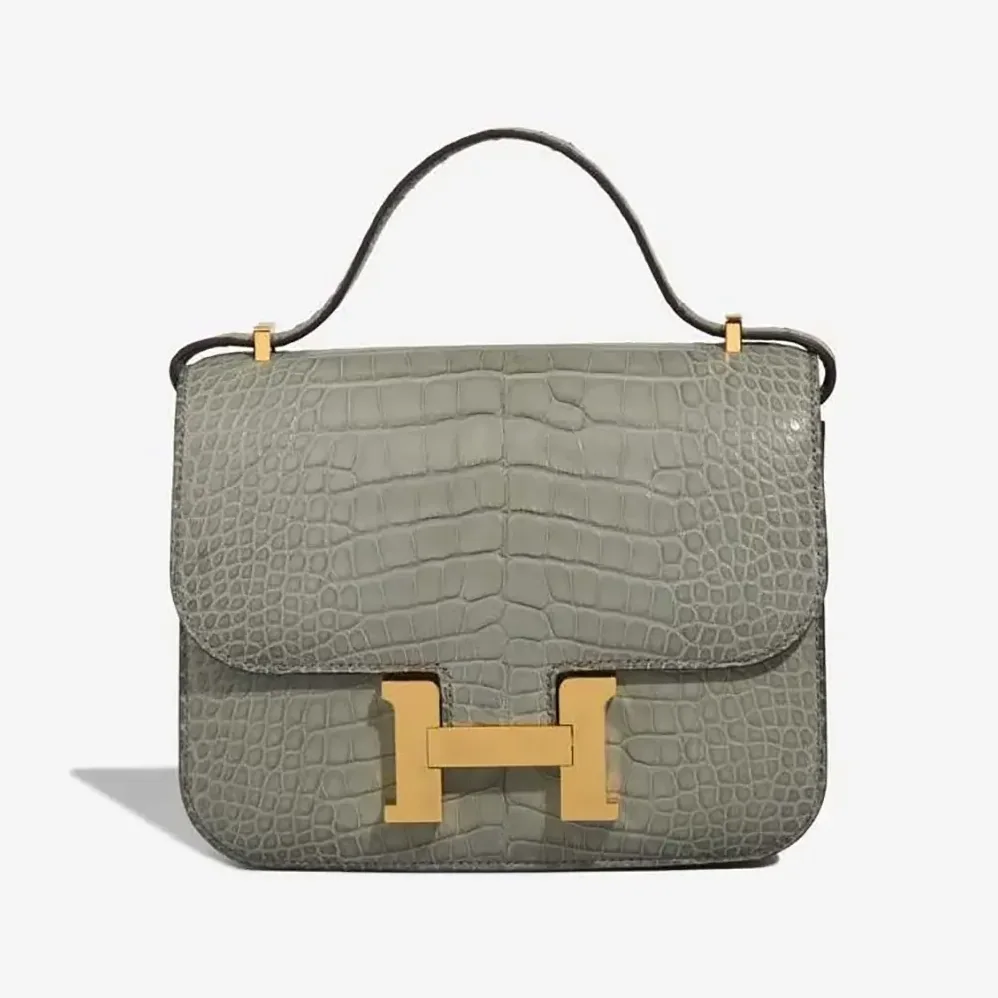 Hermes Constance 18 Matte Alligator Gris Cement for Women in Grey