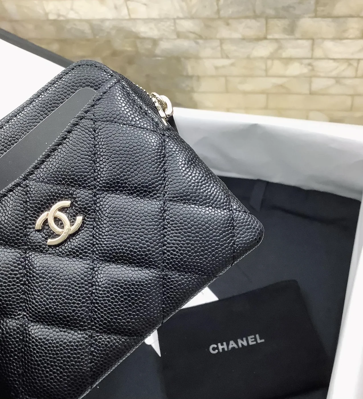 Chanel CO-CO Boy Flap Card Holder in Gold Hardware Black Chanel CO-CO Boy Flap Card Holder in Gold Hardware Black