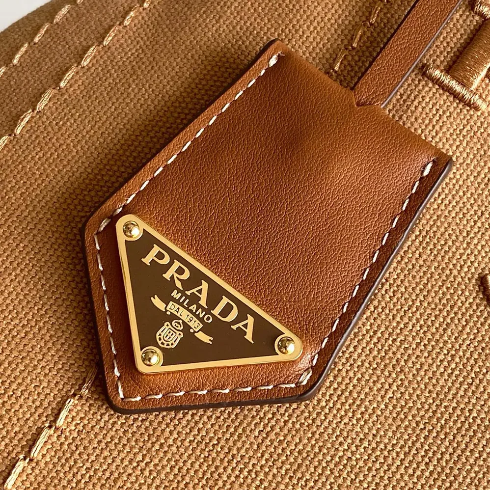 Prada Jardinière Small Cotton Canvas Handbag for Women in Brown