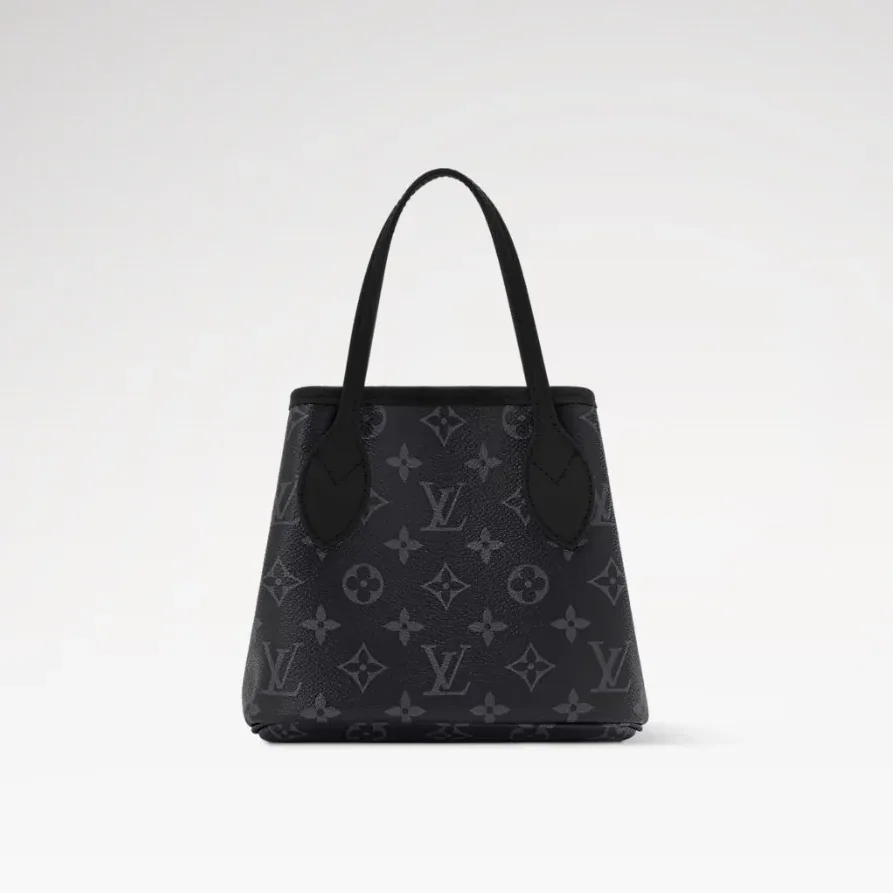 Louis Vuitton Neverfull Bandouliere Inside Out BB Tote Bag in Black Silver Hardware
